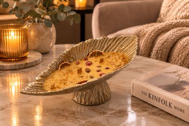 Luxury Leaf Bowl Candle | Handmade Wooden Wick Soy Candle