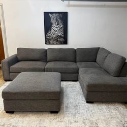 Gray 5-Seater Sectional Sofa with Ottoman