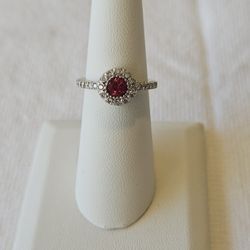 14k White Gold Diamond Tourmaline Ring