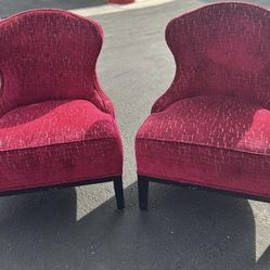 Pair of Red Accent Chairs / Slipper Chairs – Modern Upholstered $150 obo