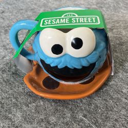 NEW Sesame Street Cookie Monster Mug & Cookie Plate Set