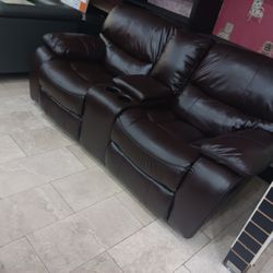 *Summer Sale Event*---Madrid Sleek Brown Leather Reclining 3 Piece Sets---Delivery And Financing Available👏