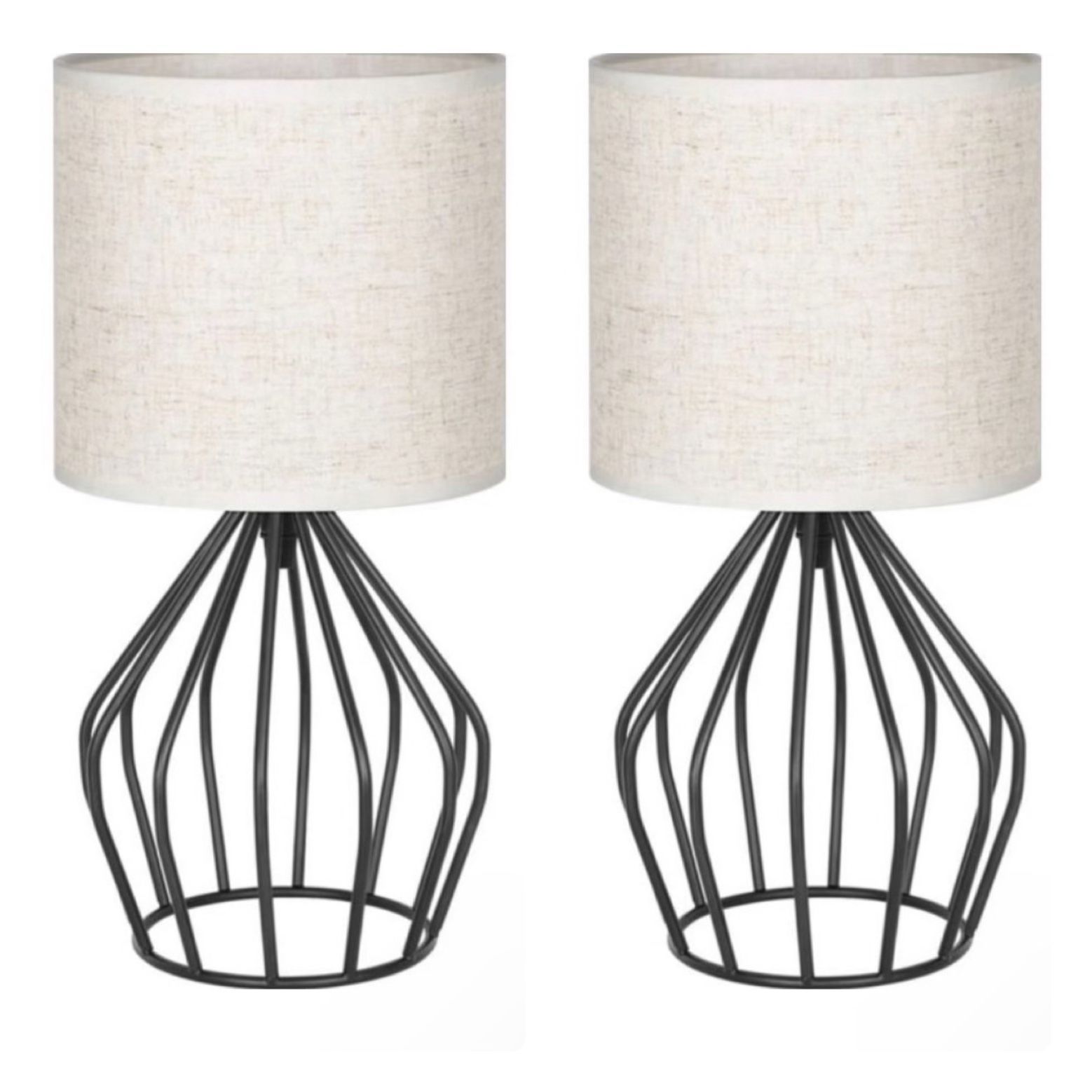 Set of 2 Black Modern Table Lamp - Minimalist Small Bedside Lamps