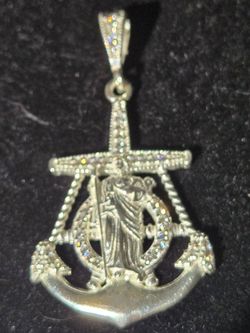 Mariner Cross, Sterling Silver & Moissanite