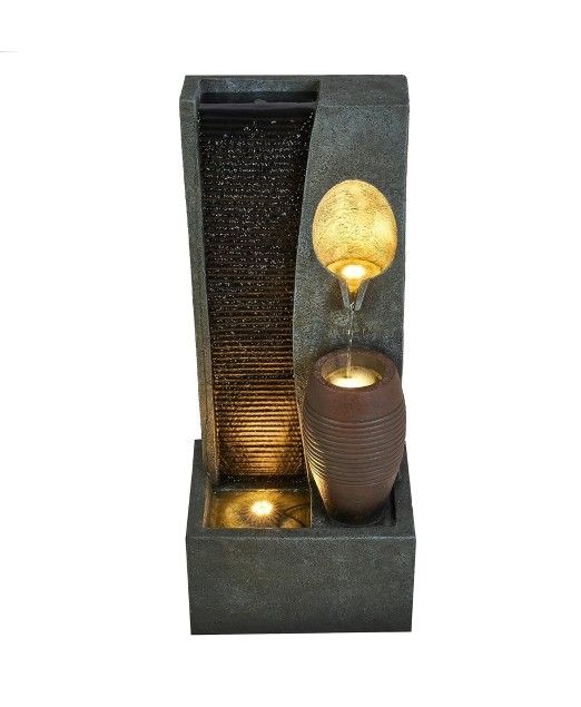 31.5" LED Lighted Rainfall Vase Outdoor Garden Water Fountain