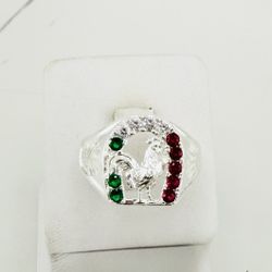❤️ 925 Sterling Silver Ring Rooster in a horseshoe  ❤️ Size 12 ❤️ Men’s   ❤️ Anillo En Plata 925 Herradura 