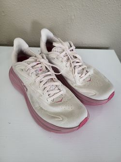 Hoka One Clifton 10 Shoes Womens 8B Rose Cream Dried Rose Running Sneakers