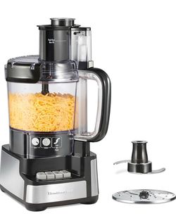 Hamilton Beach Stack & Snap Food Processor and Vegetable Chopper, BPA Free, Stainless Steel Blades, 12 Cup Bowl, 2-Speed 450 Watt Motor, Black (70725A