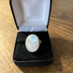 Moon Stone & Sterling Ring Size 7