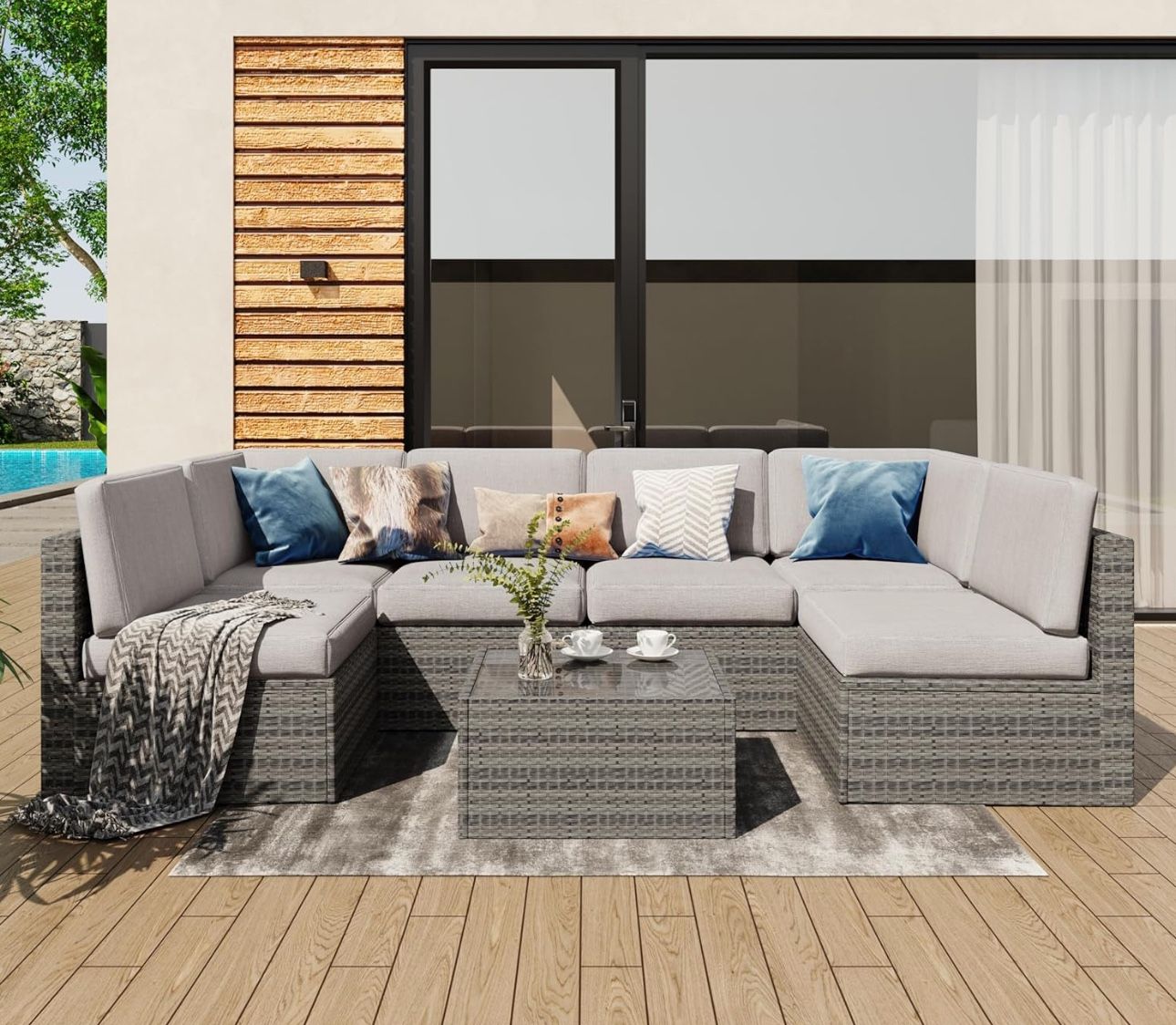 Grey Patio Furniture Set Sectional