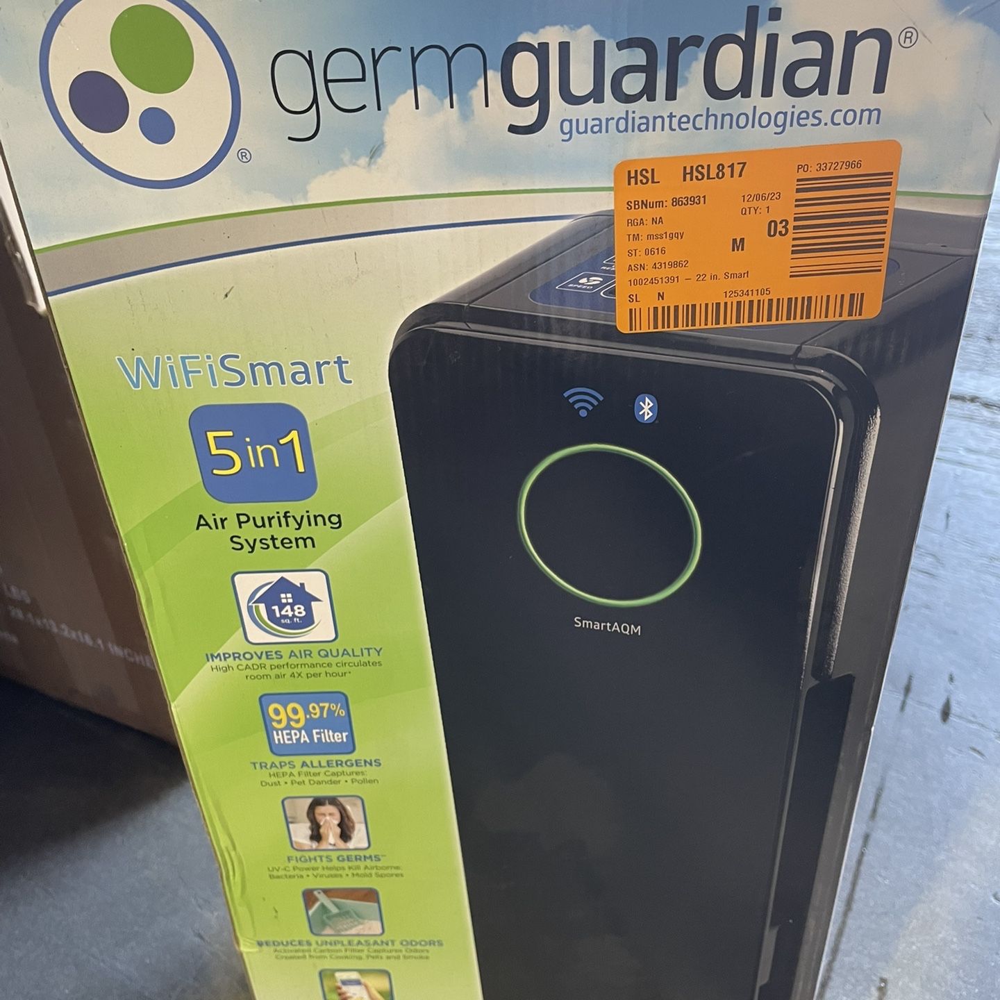 GermGuardian Smart Elite 4 In 1 Purifier With True HEPA Filter 