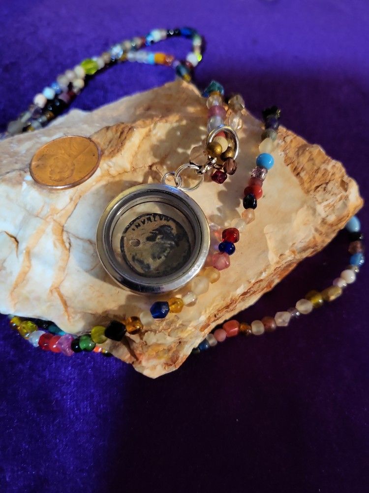 Shadow Box Floating Coin Necklace.