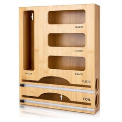 Jitner Bamboo Food Bag Organizer with Cutter 6-in-1 LIKE NEW!!