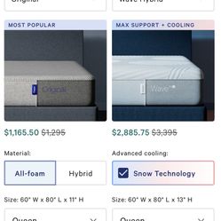 Special amazing deal queen-size Casper Way Hybrid or Casper wave snow accessories available available