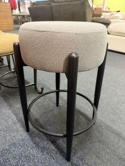 Round Upholstered Stool with Metal Base,$20