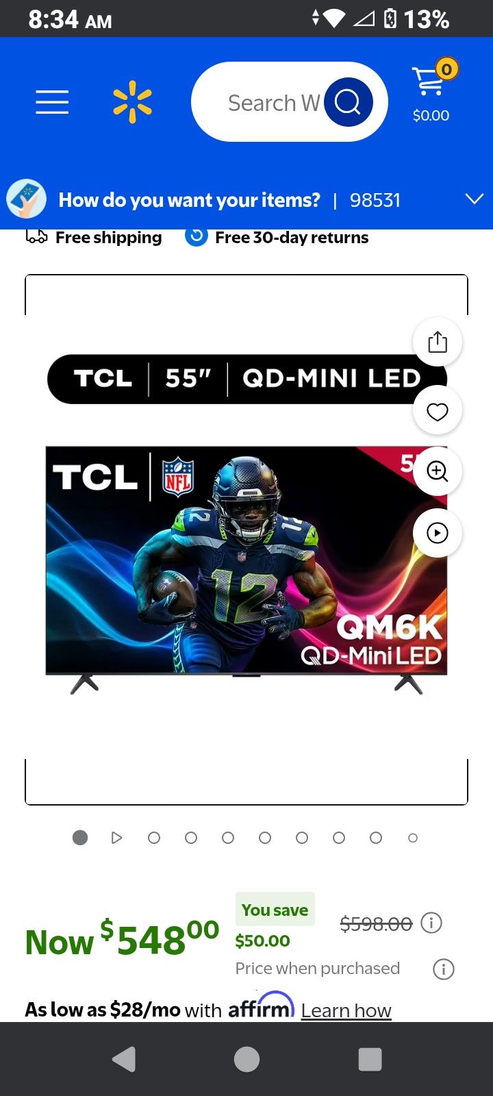 55 Inch TCL Smart Tv