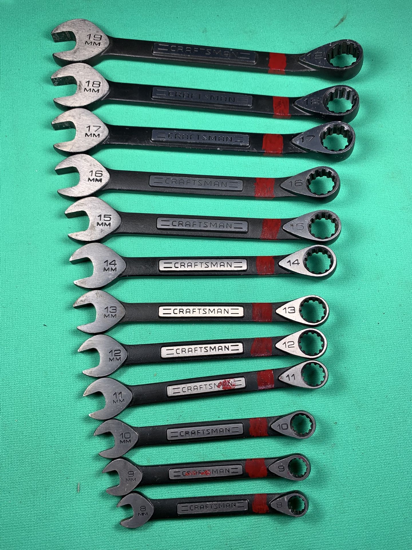 12pc. Craftsman Combination Black Wrench Metric 8mm-19mm Wrenches Mechanic Tools