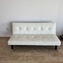 White Leatherette, Futon Sofa Bed