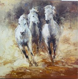 Large Signature Design by Ashley "Odero" Running Horses Canvas Wall Art (48" x 48")