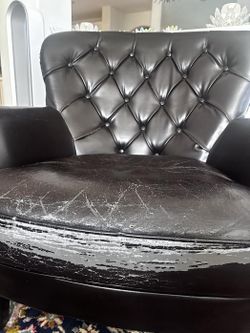 Black Tufted Leather Accent Chair – $50 OBO