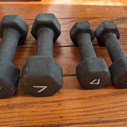 Dumbbell Hand Weights, 7lb + 4lb Sets