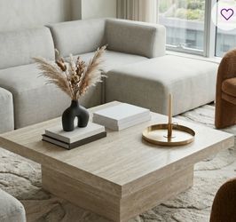 Modern Travertine Block Coffee Table – Like New