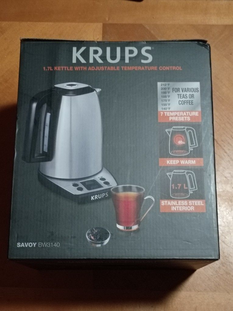 KRUPS SAVOY Adjustable Temperature LCD Display Electronic Kettle 1.7L