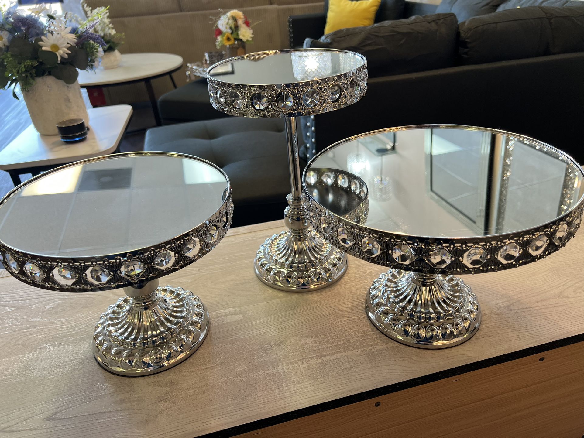 3 Pc Silver Cake Stand