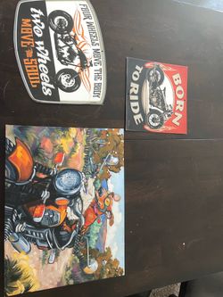 Lot of 3 motorcycle signs