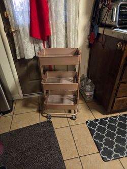 3-Tier Rose Gold Rolling Storage Cart