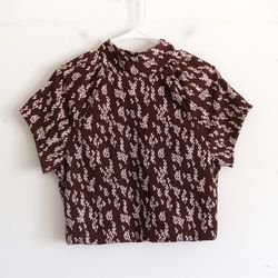 Anthropologie Brown & Cream Blouse - Size Large
