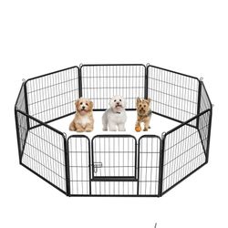 Dog Playpen 24 Inch 8 Panels, Heavy Duty Pet Dog Pen Indoor, Metal Dog Fence with Doors, Foldable Animal Outdoor Exercise Pen for Yard, RV, Camping