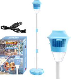 Standing Bubbles Lantern Machine, Automatic Bubble Garden Lamp, Rechargeable Bubbles Torch with Lights and Music, Bubble Maker Outdoor Toy Machine for