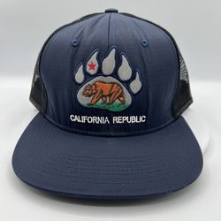 Cal-Berkeley California Republic Navy Blue Trucker Snapback Adjustable Cali Hat