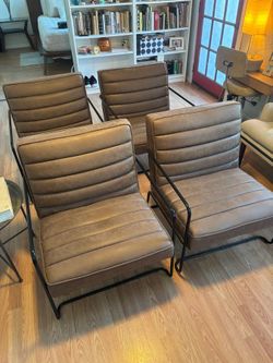 Set of 4 Faux Leather Dining Chairs