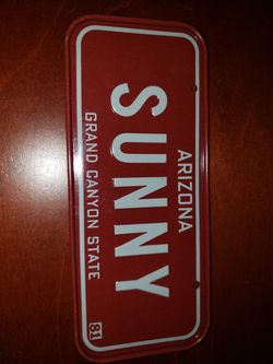Vintage 1981 Mini Automobile Tin License Arizona Souvenir Plate GRAND CANYON STATE SUNNY