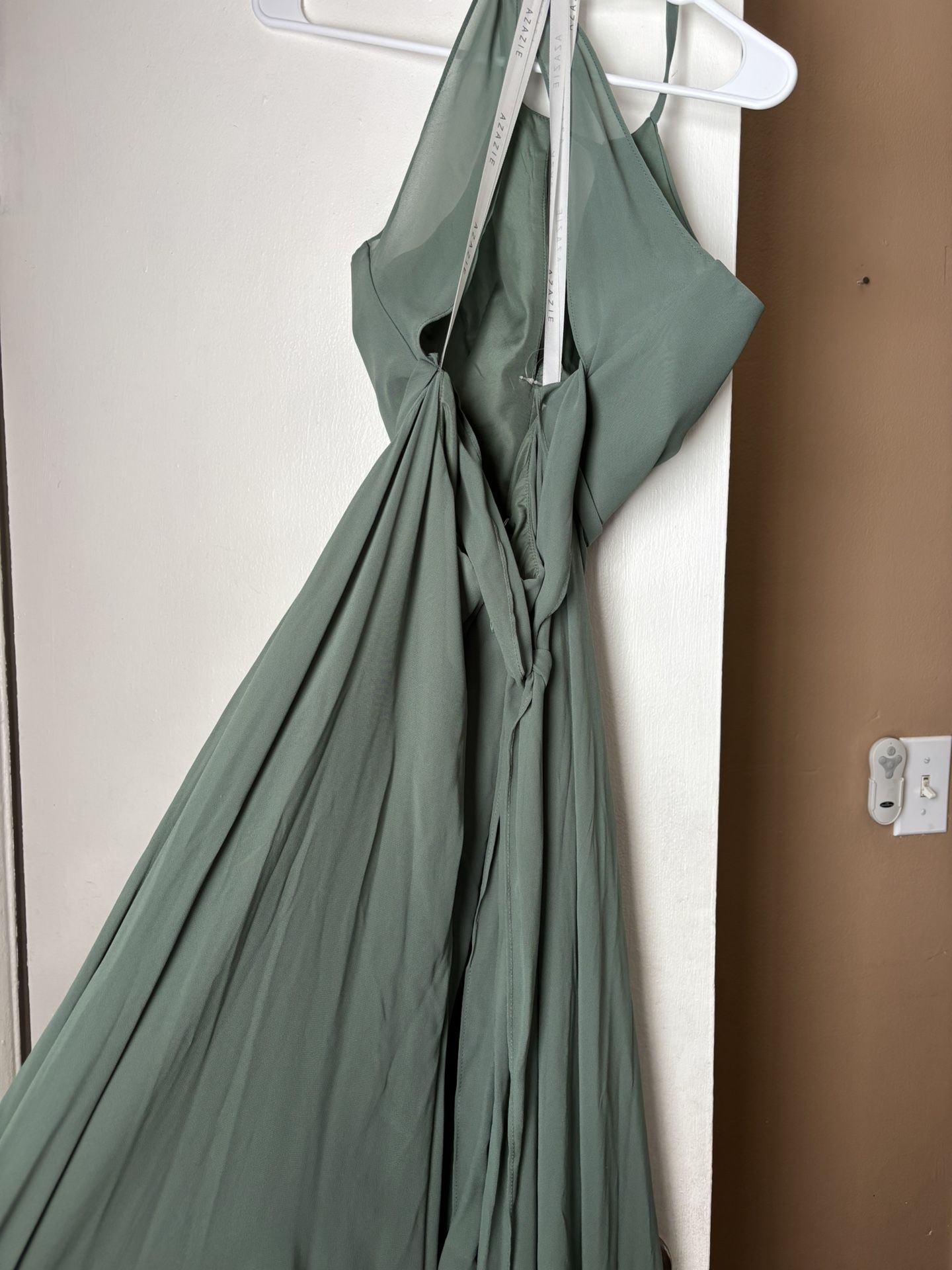 eucalyptus chiffon bridesmaid dress Short Wedding Party Dress with Sheer Pearl Sleeves and Corset Back – Long Sleeves Wedding Dress Plus Size main image 0