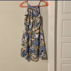 Floral Blue Summer Sun Dress 