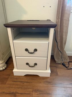 Two-Drawer Nightstand with Open Shelf