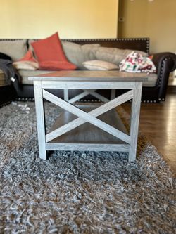 Modern Rustic Wood Coffee Table with Lower Shelf