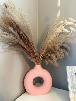 Pink Vase with Pampas Grass