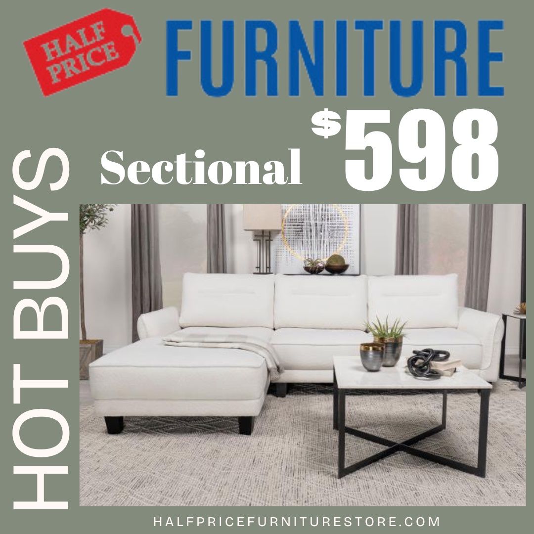 Lowest Price In Town, White Modern Fabric Sectional 