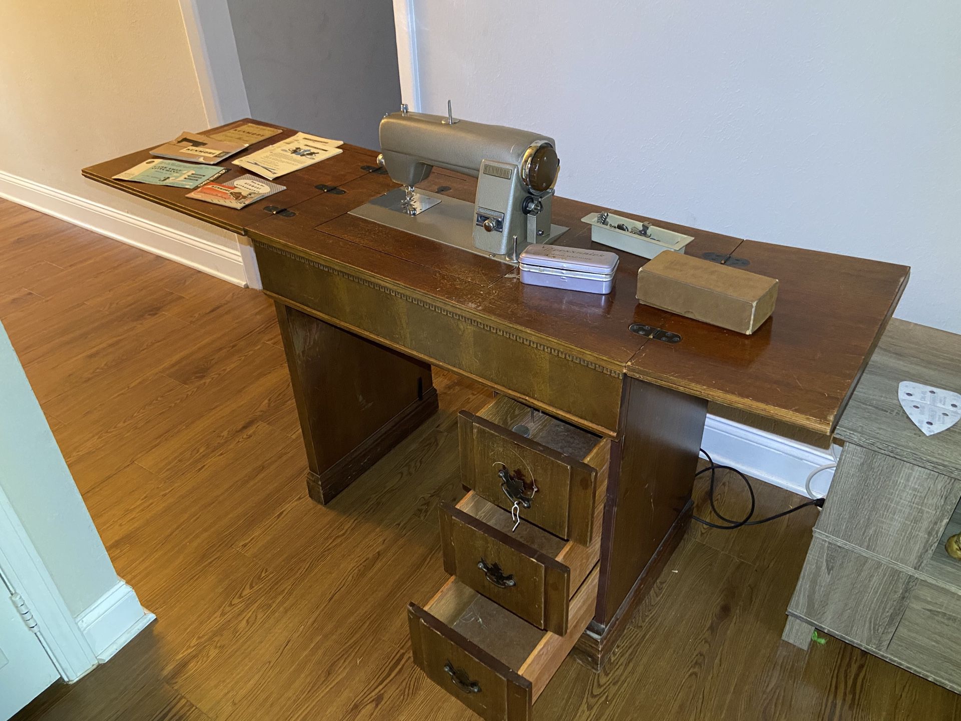 Antique Kenmore 49 sewing machine and table