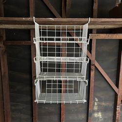  Stackable hanging Metal Storage Baskets shelves shelf Anti-Rust Fruit Vegetable shoe Rack,Kitchen, pantry, laundry room, closet   
