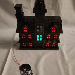 Halloween Haunted House Mansion with Color Changing LED Lights & Sound New