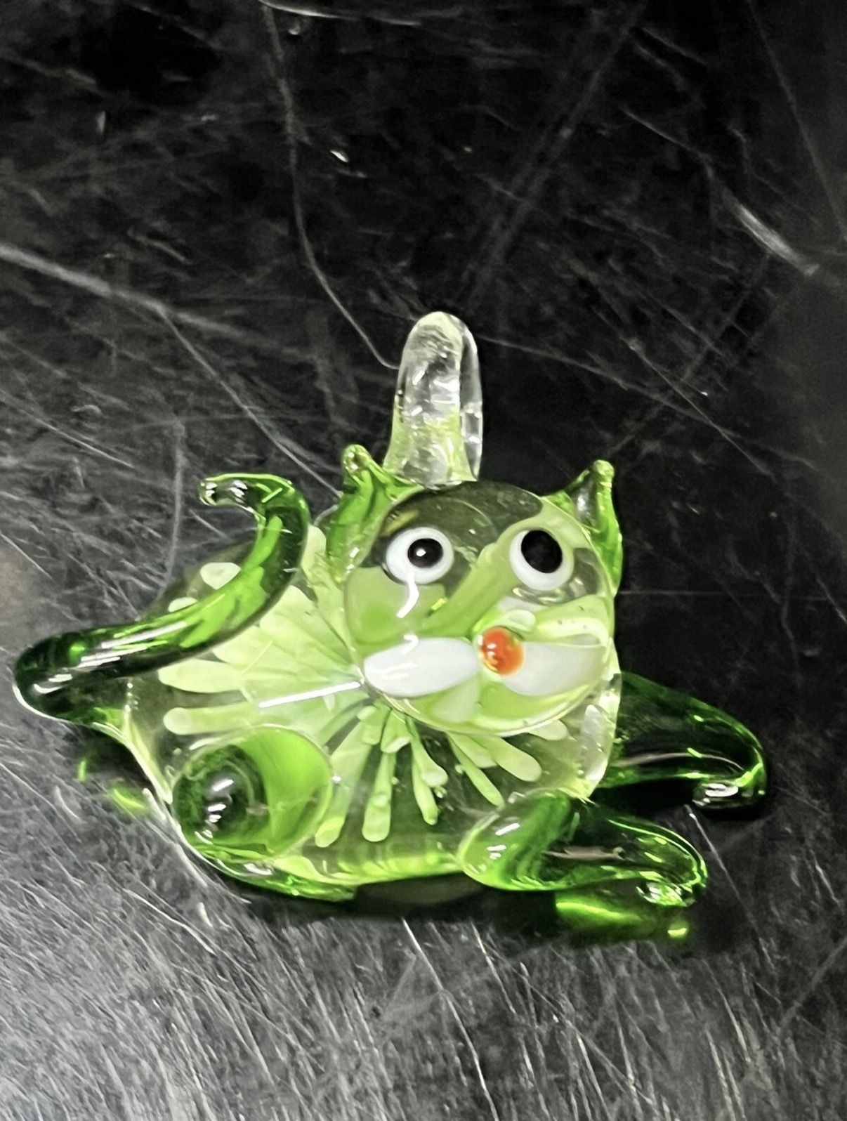 Hand blown Glass Necklace Pendant Cat -Style Art Piece