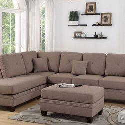 Brand New Brown Reversible Sectional Sofa