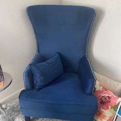 Navy Blue Accent Chair Wingback Velvet