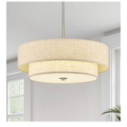 New in  box beige cream chandeliers large light fixture lamp gold