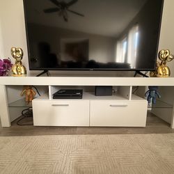 White tv stand with leds